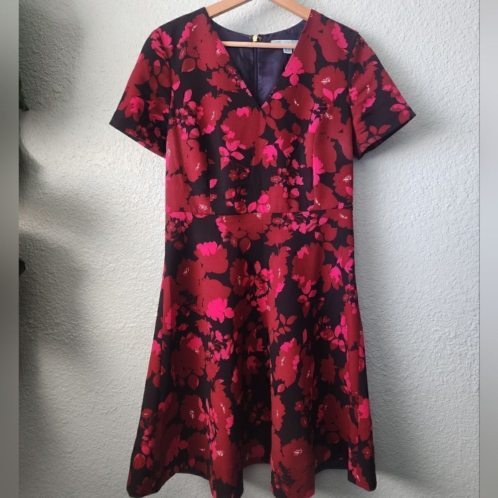 Draper James black red floral dress